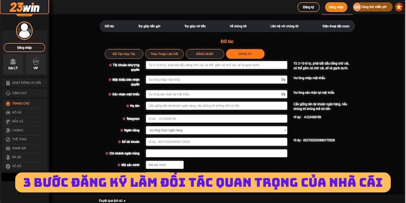 3 bước đăng ký làm đối tác quan trọng của nhà cái