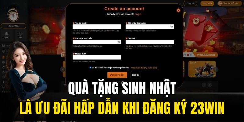 Quà tặng sinh nhật là ưu đãi hấp dẫn khi đăng ký 23WIN